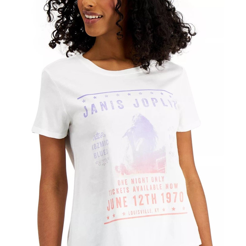 Janis Joplin by Junk Food Clothing Women's Vintage Graphic Print Tee T-Shirt